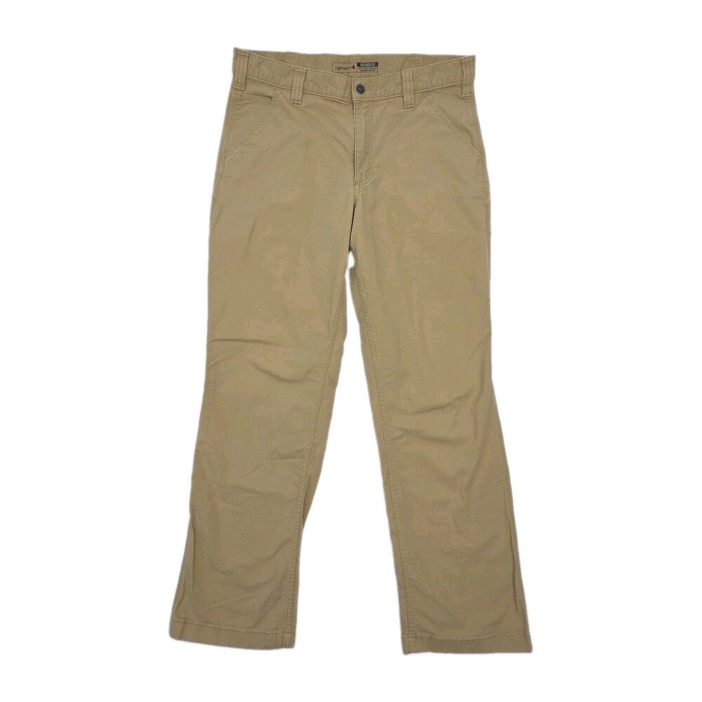Carhartt Pants Khaki Tan Relaxed Fit Flat Front Mens Sz 34 x 32 NN2291-M Cotton